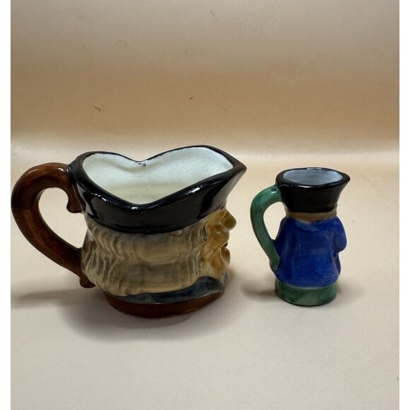 VINTAGE 1940's Small Occupied Japan TOBY Man Mug And Mini Tooth Pick Holder Mug - Picture 5 of 8